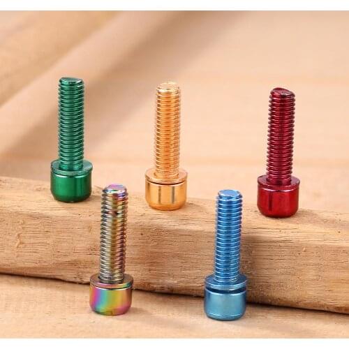 M5 6pcs Ti Titanium Alloy Bicycle Bottle Cage Holder Screws MTB Mountain Road Bike Cycling Bike Water Cage Rack Colorful Bolts
