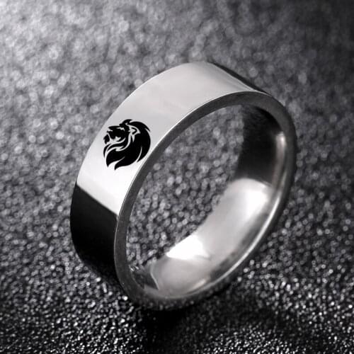 MANGOSKY Charm Design 6mm Lion Stainless Steel Ring For Men and Women Lion Ring Personalized Ring Customize Ring Engraved Ring