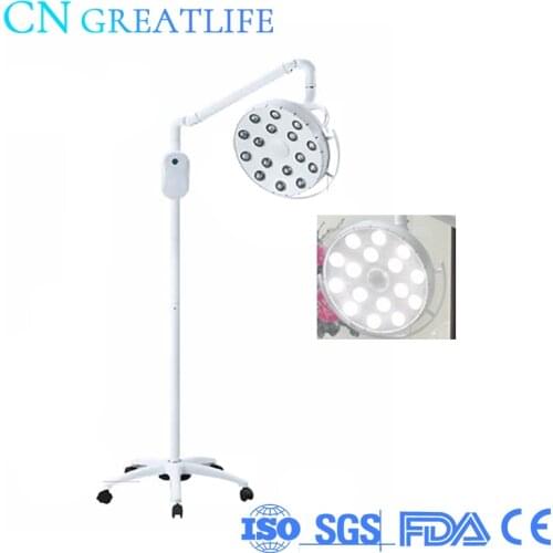 48w Lamp 16 Leds Vertical Floor Standing Mobile Type Medical Exam Shadowless Lamp Standing Dental Led Operation Light