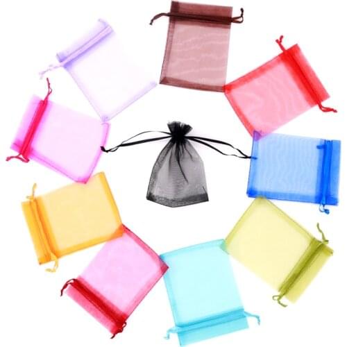 10pcs/lot (7x9cm) Drawable Organza Bags Favor Wedding Christmas Gift Bag Jewelry Packaging Pouches Birthday Party Decor Supplies