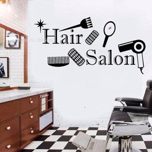 Window Wall Decal Sticker Hair Tools Scissors Barber Shop Beauty Salon Hot Selling Wallpaper Self Adhesive Mural LL113