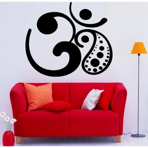 Om Symbol Wall Decal Vinyl Sticker Buddha Sacred Yoga logo Wall Sticker Yoga Art Murals Indian Design Interior Home Decor C302