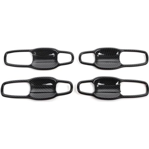 Carbon Fiber Style Car Exterior Door Handle Bowl Cover Trim Stickers For Jeep Grand Cherokee 2011+ Car Moldings