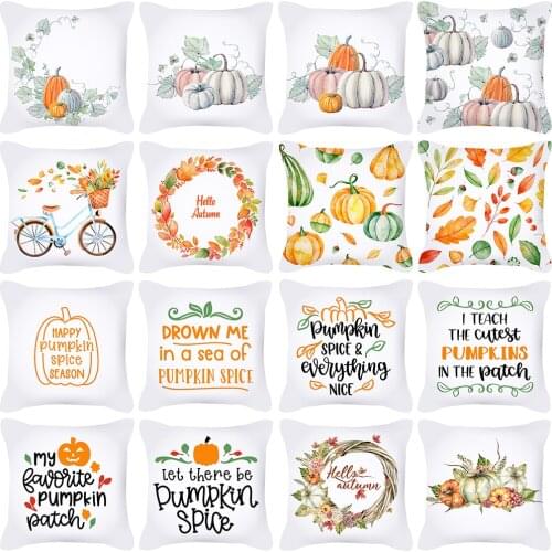 Thanksgiving Pumpk Print Pillowcase Cushion Cover 45*45 Sofa Cushions Pillow Cases Cotton Linen Home Decor Pillow Covers KD-0716