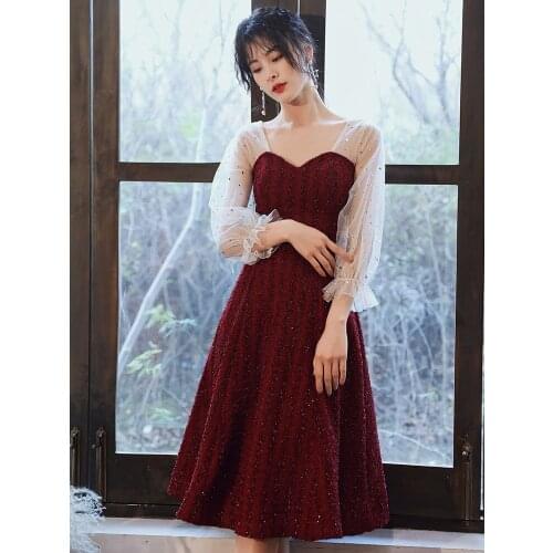 2020 New Fashion Evening Dress Sweetheart Illusion Long Sleeve Prom Dress Shinning Sequins a Line Formal Dress Haute Couture