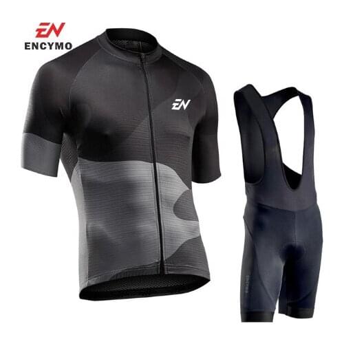NEW Men Cycling Jersey Summer Short Sleeve Set Maillot bib shorts Bicycle Clothes Sportwear Shirt Clothing ENCYMO