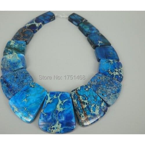 New Arrival Beautiful Trendy Blue Gifts Sea Ocean Sediment Stone Slice Beads Top Drilled Slab Shape Accessories Jewelry Making