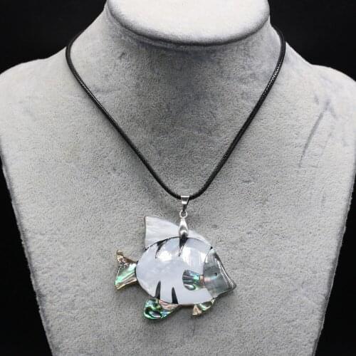 Natural Shell Animals Pendant Necklace Exquisite Fish Pendant Necklace for Women Jewelry Necklace Best Gift Length 55+5cm