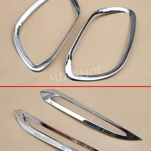 Front + Rear Chrome Fog Light Cover Surrounds For 2016 2017 2018 2019 Mercedes GLC X253