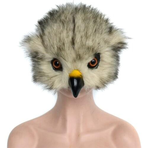 Plush Animal Mask Half Face Owl Eye Mask Cosplay Headgear Customizable Role Playing Male and Female Models