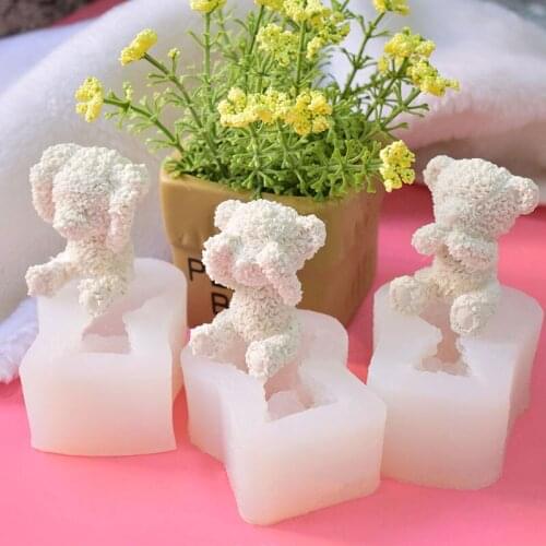 3D Teddy Bear Shaped Cake Decorating Mold Kitchen Baking Tools Aromatherapy Soap Candle Plaster Car Home Ornaments Silicone Mold