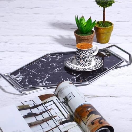 Special Design Glass Base Marble Look Lux Tray