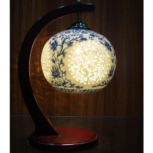 Old Traditional Vintage chinese porcelain ceramic table lamp bedroom living room wedding table lamp Jingdezhen