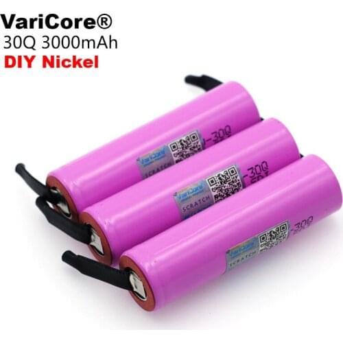 3PCS VariCore original brand for samsung INR18650 30Q 3000mAh lithium battery inr18650 powered rechargeable battery+DIY Nickel