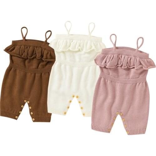 Korean Style Infant Baby Girls Knitting Jumpsuit Overall Spring Autumn Toddler Baby Girl Knitting Romper Baby Girls Clothes