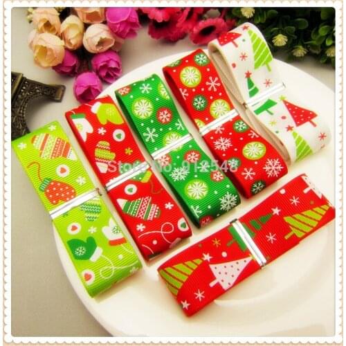 YM72045,25MM 6 style ribbon mix Christmas Series Printed grosgrain ribbon,DIY handmade materials,headwear accessories