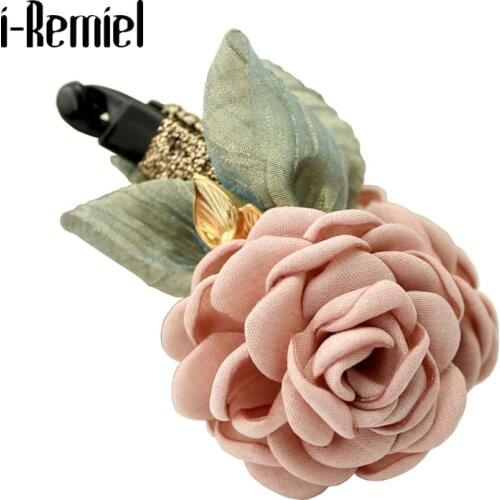 Korean Beauty Banana Clip Hair Jewelry Handmade Fabric Flower Silk Yarn Hairclip for Women Bridal Wedding Headpieces Accessories