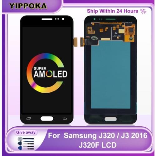 J320F Super AMOLED For Samsung Galaxy J320 J3 2016 LCD J320H J320FN J320M Display Touch Screen Digitizer Assembly Parts J320 LCD
