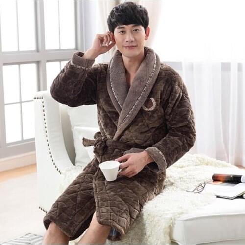 Winter Thick Mens Bath Robes Homewear Sleepwear lounges Pajamas Kimono