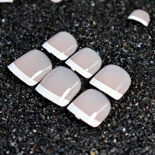 24pcs Natural Color ToeNails For Foot Classic French Pre Designed Fashion Nail Tips False Toe Nail Tip Z564