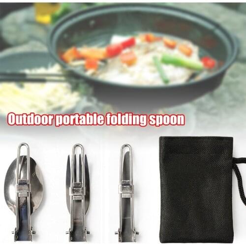 3pcs Long Cookware Backpack Spork Fork Stainless Steel Fold Cutter Utensil Spoon Set Combo Picnic Camp Cutlery Tableware JW