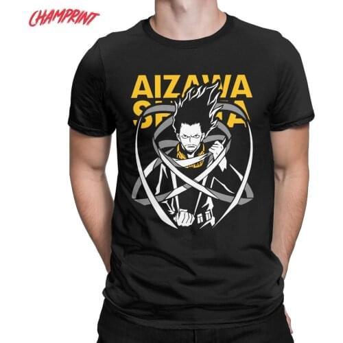 Boku No My Hero Academia Aizawa Shota T-Shirts for Men Pure Cotton Tee Shirt Round Neck Short Sleeve T Shirt Party Tops