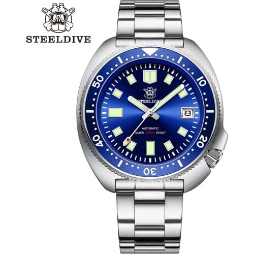 STEELDIVE 1970 Dive Watch Automatic Sapphire Watches Mens 200m C3 Luminous Mechanical 2020 Steeldive Captain Willard Watch