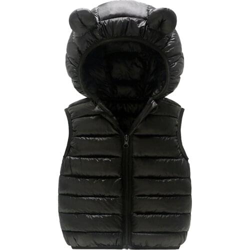 Child Waistcoat Children Outerwear Winter Coats Kids Clothes Warm Hooded Cotton Baby Boys Girls Black Vest Doudoune Sans Manche