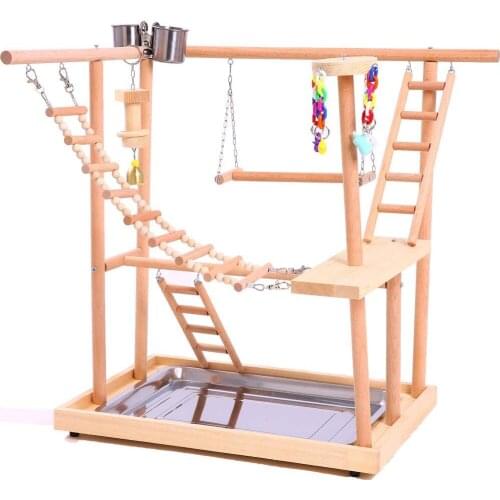 Bird Perches Nest Play Stand Gym Parrot Playpen Playstand Swing Bridge Wood Climb Ladders Wooden Conures Parakeet Macaw African