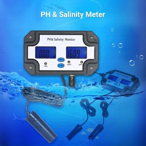 PH/Salinity Meter Water Quality Tester Detector PH & Salinity Monitor 2 in 1 Water Quality Analysis Device With Dual LCD Screen