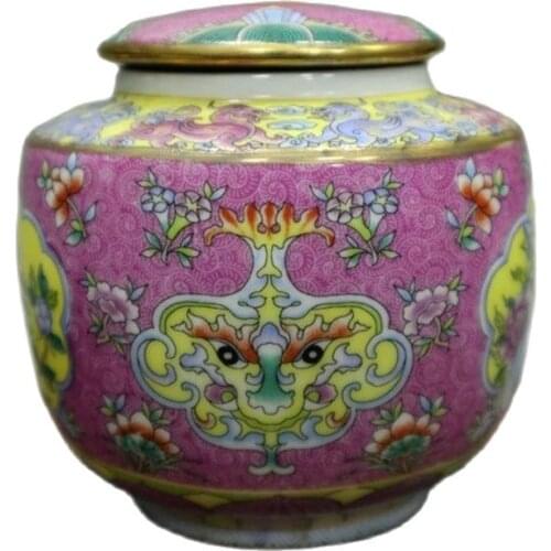 Chinese Old Porcelain Pastel Flowers And Birds With Double Windows Pattern Lid Jar