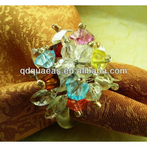 Acrylic napkin ring crystal beades many color, napkin holder for wedding