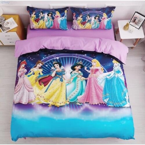 Disney Princess Snow White Cinderella Aurora Duvet Cover Bed Sheet Pillowcase Single Twin Full Queen Size Girls Kids Bedding Set