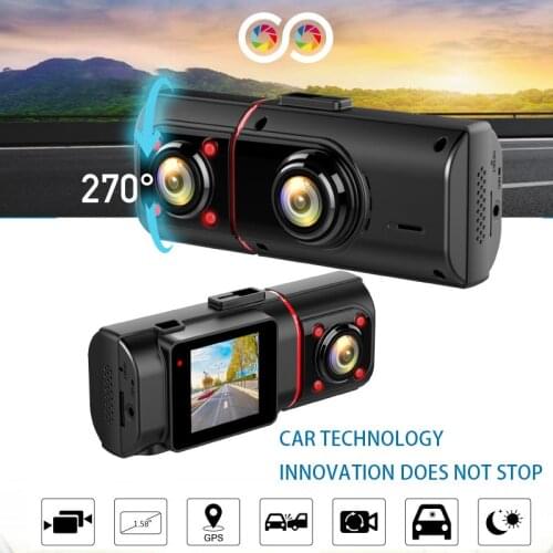 Driving Recorder Magnet Bracket 1.58in Screen 270 Degree Rotation 1280*720P with GPS KG350 Dual Recording TF Card or Micro SD