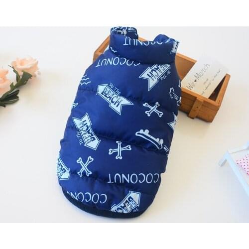 Cute Pet Dog Accessories Bone Pattern Clothes Winter Puppy Coat Small Medium Vest Puffer Jacket Dog Clothes Winter for Chihuahua