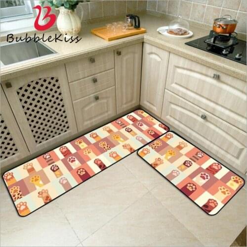 Bubble Kiss Cute Cartoon Kitten Paw Strip Kitchen Mats Anti-wrinkle Door Mats Outdoor Korean style Kitchen Mats Floor Mats