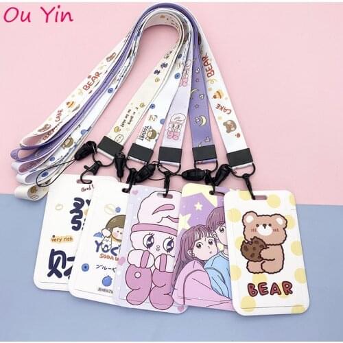 Cute Ins Student Meal Card Set Campus Badge Certificate Holder Lanyard Badge Access Control Subway Bus Card Protective Cover