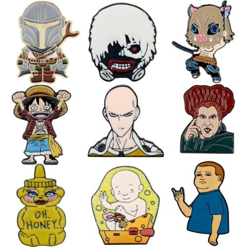 Cartoon Brooch Enamel Pin ONE PUNCH-MAN/Tokyo Ghoul Badges 32 Style Funny lapel pin Men Women Brooches Backpack shirt pins
