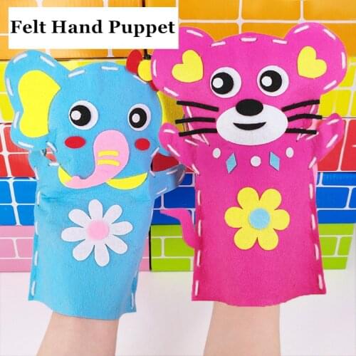 1pc Cute Animals DIY Sewing Kit Kids Felt Toys For Children Hand Puppet Theater Craft Fabric Story Telling Glove Educatioal Doll