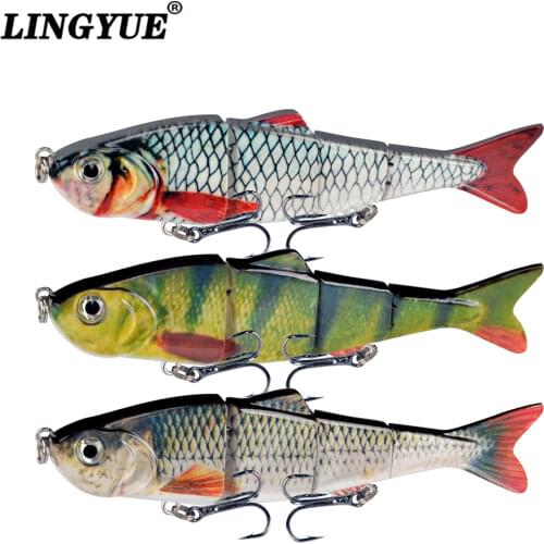 3D Eyes Multi Jointed Bass Fishing Lure Lifelike 4 Sections Swimbait Crankbait Hard Bait Fish Lure Fishing Tackle 6# Hooks
