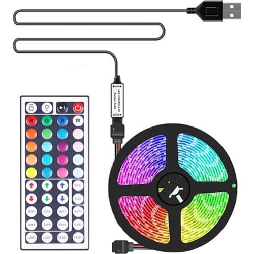 Self-adhesive LED Strip RGB Waterproof Multicolor Flexible with 44 Key Remote Control Living Room Garden Wall TV Decoration Lamp