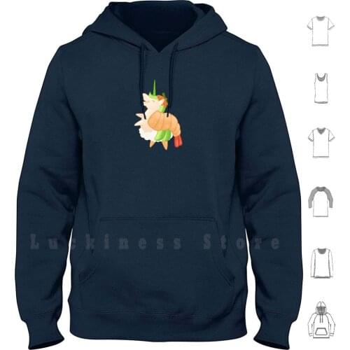 Green Dragon Sushicorn Hoodie Long Sleeve Kawaii Cute Food Kawaii Sushi Sushi Unicorn Food Animal Kawaii Food