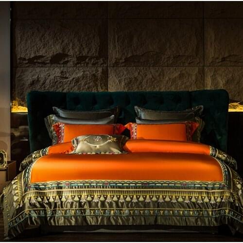 High Precision European Silk Cotton Jacquard Palace bedding Set Duvet Cover Quilt Cover Bed Comforter Set Fitted Sheet Pillowcas