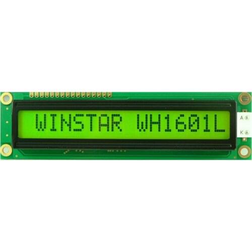WH1601L is 16 characters with 1 row LCD alphanumeric display module.built in with ST7066 controller IC, screen green backlight