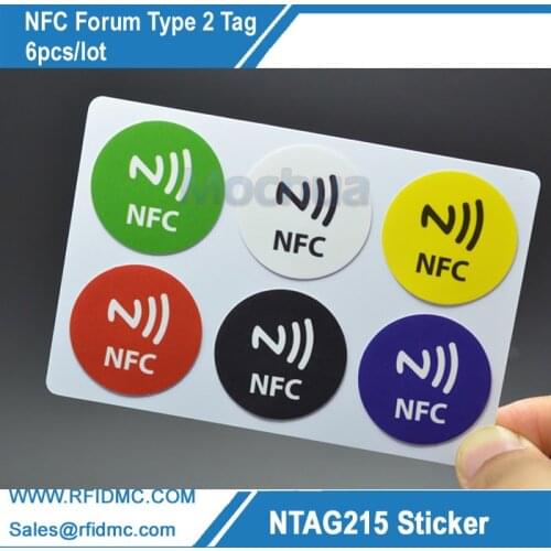 6pcs NTAG215 Label NFC NTAG215 Sticker Tag For Tagmo with color printing