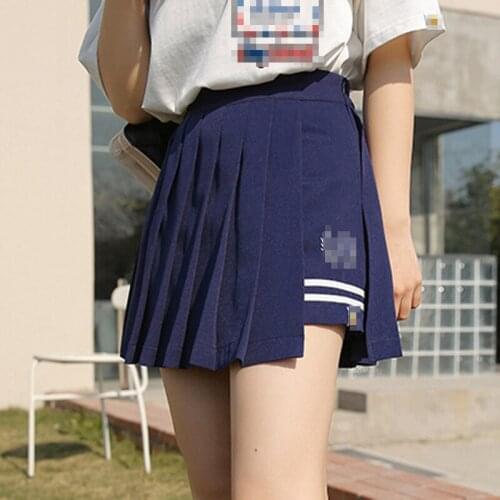 High-Waisted Skirt Ladies Folds Asymmetrical Pleated Skirt Casual Solid School Girl Uniform Mini Skirts Womens Clothing 2021