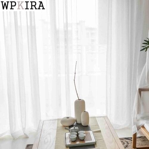 White Tulle Curtains for Living Room Decoration Modern Chiffon Solid Sheer Voile Kitchen Curtain 276&C