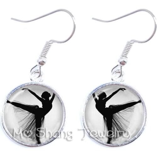 2018 Silver Plated Ballerina Silhouette Drop Earrings Ballerina Earrings Ballet Dancer Art Photo Ballerina Jewelry Women