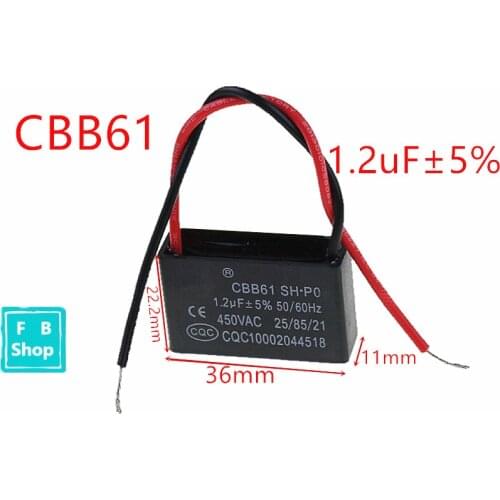 1pcs CBB61 1.2uF 450VAC starting capacitance AC Fan Capacitor CBB Motor Run Capacitor