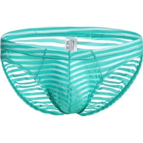 1 Pcs Mens Sexy Striped Transparent Underwear Briefs Low Rise See Through Stretch Underwear Penis Pouch Sissy Bikinis